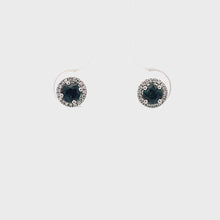 Load and play video in Gallery viewer, 14k White Gold Sapphire Studs with Diamonds

