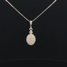 Load and play video in Gallery viewer, 14k White Gold Opal and Diamond Pendant
