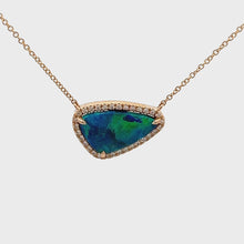 Load and play video in Gallery viewer, 14k Yellow Gold Opal Necklace with Diamond
