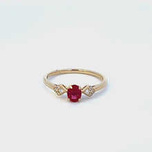 Load and play video in Gallery viewer, 14k Yellow Gold Ruby and Diamond Ring
