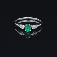 Load and play video in Gallery viewer, 14k White Gold Emerald and Diamond Ring
