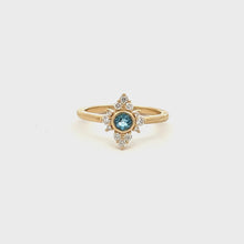 Load and play video in Gallery viewer, 14k Yellow Gold Aquamarine Ring with Diamonds
