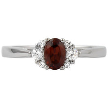 Load image into Gallery viewer, 14k White Gold Garnet Ring with Diamonds
