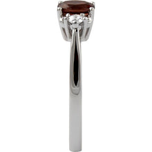 Load image into Gallery viewer, 14k White Gold Garnet Ring with Diamonds
