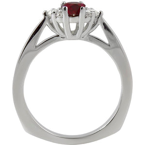 14k White Gold Garnet Ring with Diamonds