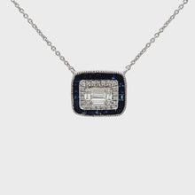 Load and play video in Gallery viewer, 14k White Gold Sapphire Necklace with Diamonds
