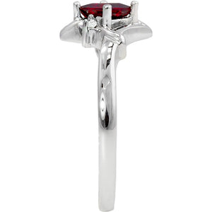 14k White Gold Ruby Ring with Diamonds