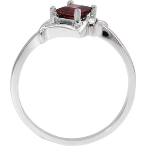 14k White Gold Ruby Ring with Diamonds