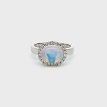 Load and play video in Gallery viewer, 14k White Gold Jelly Opal Ring with Diamonds
