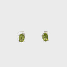 Load and play video in Gallery viewer, 14k White Gold Peridot Studs
