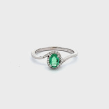 Load and play video in Gallery viewer, 14k White Gold Emerald Ring with Diamonds
