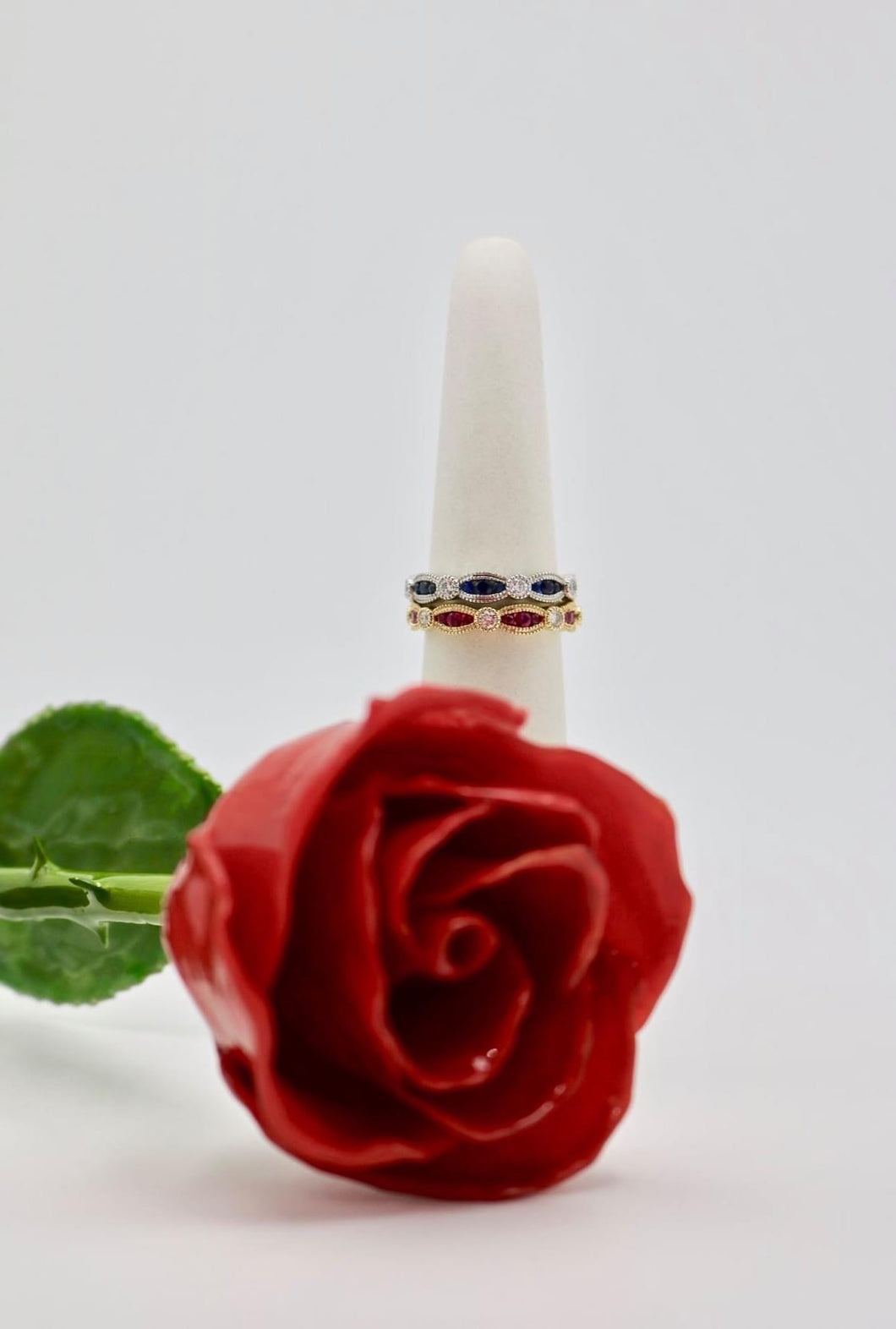 14k White Gold Sapphire Ring with Diamonds
