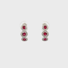 Load and play video in Gallery viewer, 18k White Gold Ruby Huggies with Diamonds
