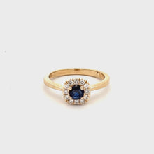 Load and play video in Gallery viewer, 14k Yellow Gold Sapphire Ring with Diamonds
