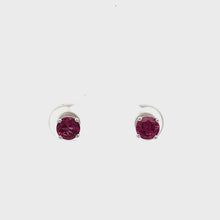 Load and play video in Gallery viewer, 14k White Gold Rhodalite Garnet Studs
