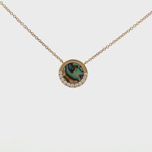 Load and play video in Gallery viewer, 14k Yellow Gold Black Mother of Pearl Necklace with Diamonds
