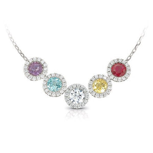 14k White Gold Aquamarine Slide Pendant with Diamonds