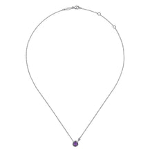 Load image into Gallery viewer, Sterling Silver Amethyst Necklace with Diamond

