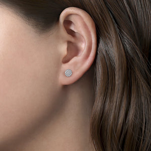14k White Gold Diamond Pave Studs