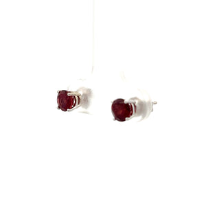 14k White Gold Garnet Studs
