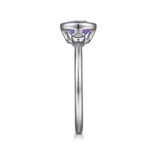 Load image into Gallery viewer, Sterling Silver Amethyst Ring with Diamonds
