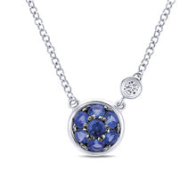 Load image into Gallery viewer, Sterling Silver Sapphire Necklace with Diamond
