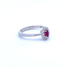 Load image into Gallery viewer, 14k White Gold Ruby Ring with Diamonds
