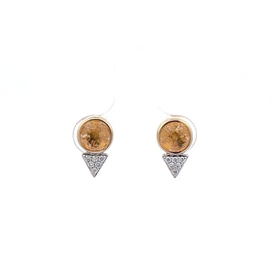 14k Yellow Gold Citrine Earrings with Diamonds