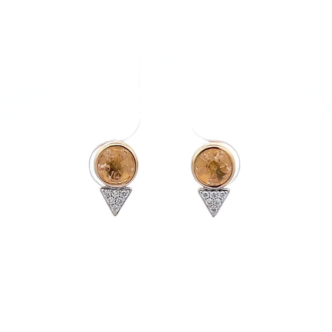 14k Yellow Gold Citrine Earrings with Diamonds