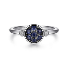 Load image into Gallery viewer, Sterling Silver Sapphire Ring with Diamonds
