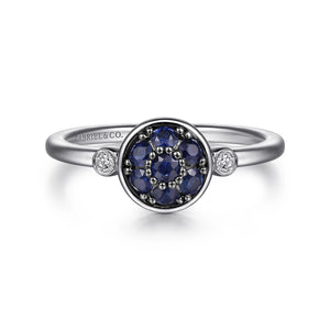 Sterling Silver Sapphire Ring with Diamonds