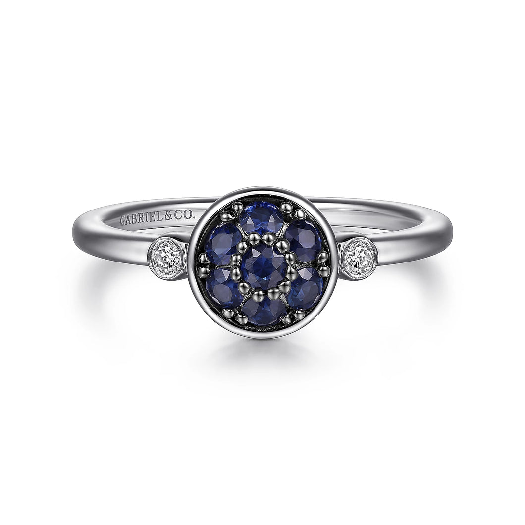 Sterling Silver Sapphire Ring with Diamonds