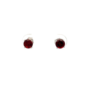 14k White Gold Garnet Studs