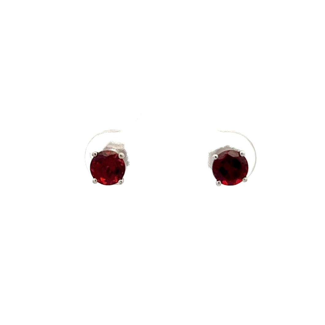 14k White Gold Garnet Studs
