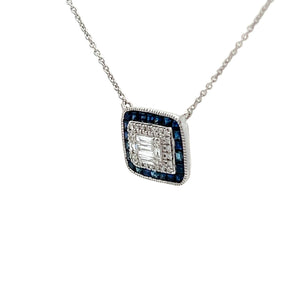 14k White Gold Sapphire Necklace with Diamonds