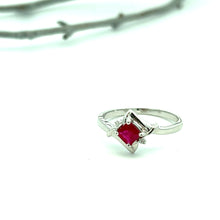 Load image into Gallery viewer, 14k White Gold Ruby Ring with Diamonds
