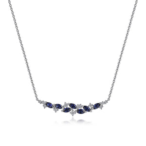 14k White Gold Sapphire Necklace with Diamonds