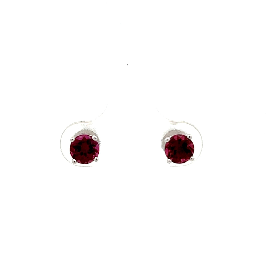14k White Gold Pink Tourmaline Studs