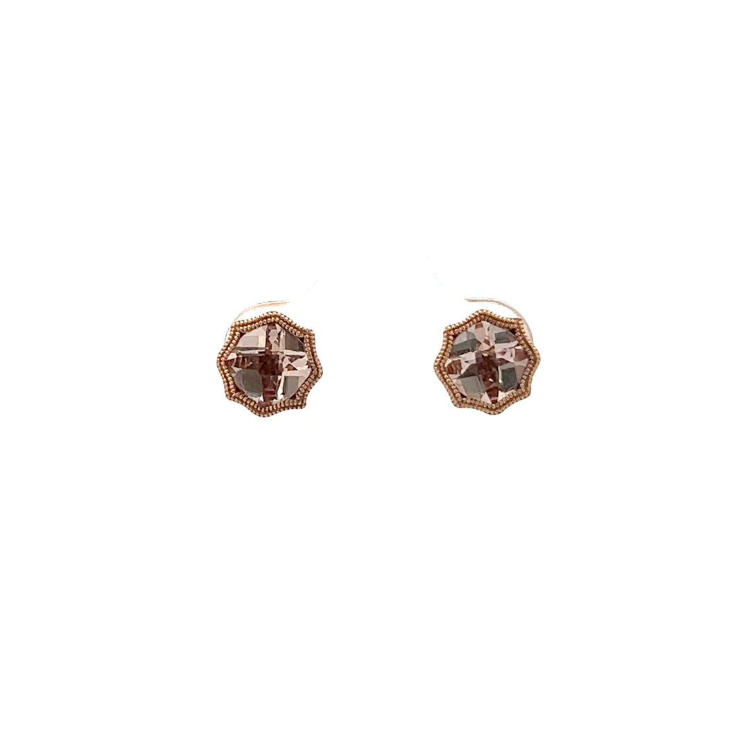 14k Rose Gold Morganite Studs