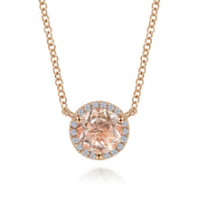 Load image into Gallery viewer, 14k Rose Gold Morganite Necklace with Diamonds
