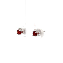 Load image into Gallery viewer, 14k White Gold Garnet Studs with Diamonds
