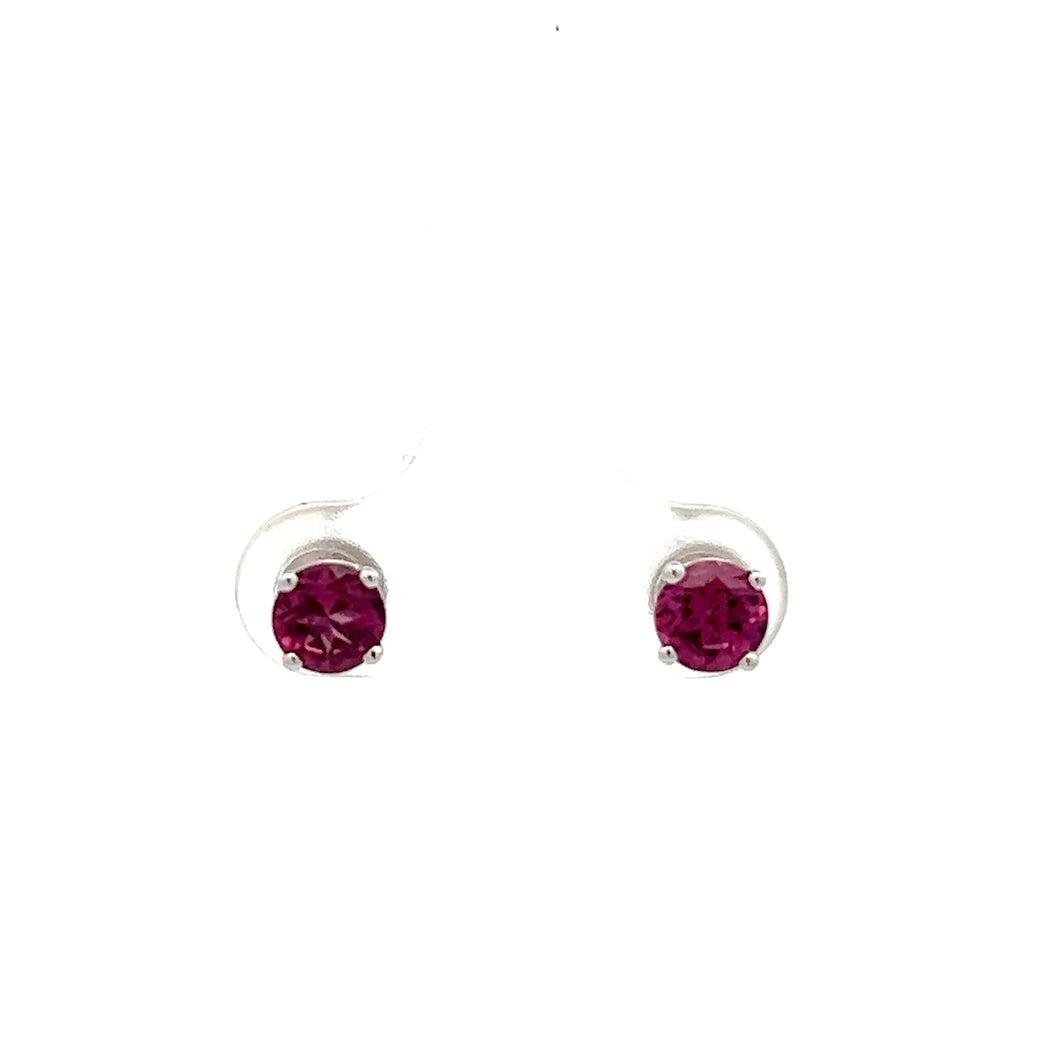 14k White Gold Rhodalite Garnet Studs