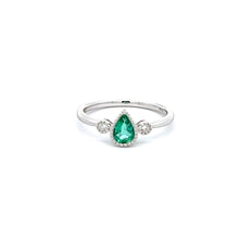 Load image into Gallery viewer, 14k White Gold Emerald Ring with Diamonds
