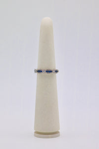 14k White Gold Sapphire Ring with Diamonds