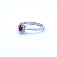 Load image into Gallery viewer, 14k White Gold Ruby Ring with Diamonds
