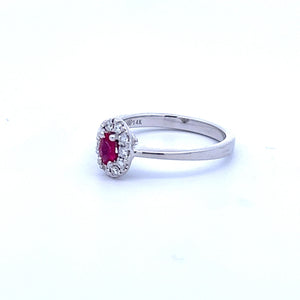 14k White Gold Ruby Ring with Diamonds