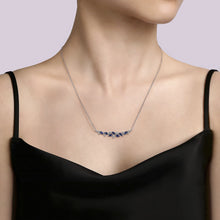 Load image into Gallery viewer, 14k White Gold Sapphire Necklace with Diamonds

