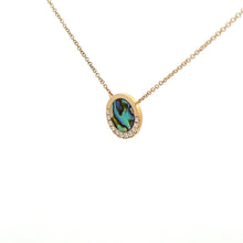 Load image into Gallery viewer, 14k Yellow Gold Black Mother of Pearl Necklace with Diamonds
