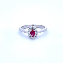 Load image into Gallery viewer, 14k White Gold Ruby Ring with Diamonds
