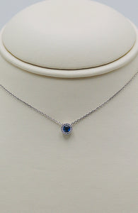 14k White Gold Sapphire Slide Pendant with Diamonds